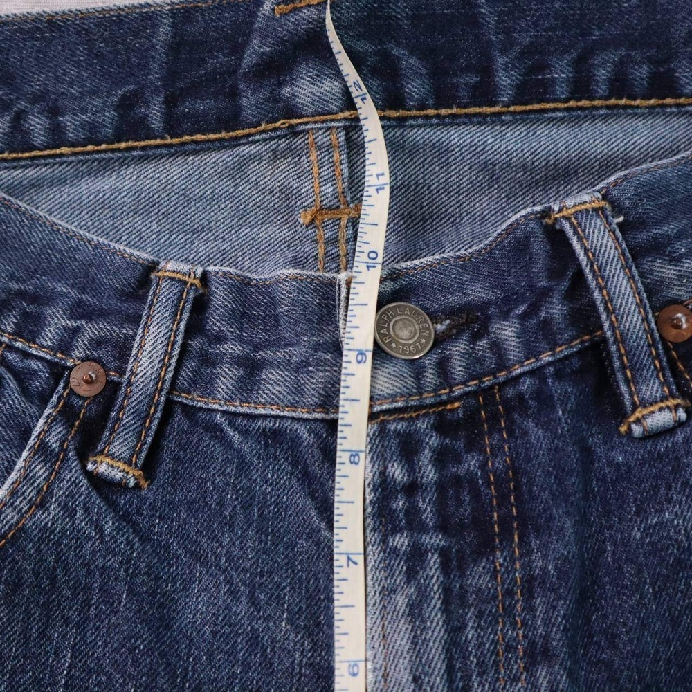 Polo Ralph Lauren Men Jeans Classic Blue Distressed Denim Straight Fit 30x30 - Picture 7 of 8